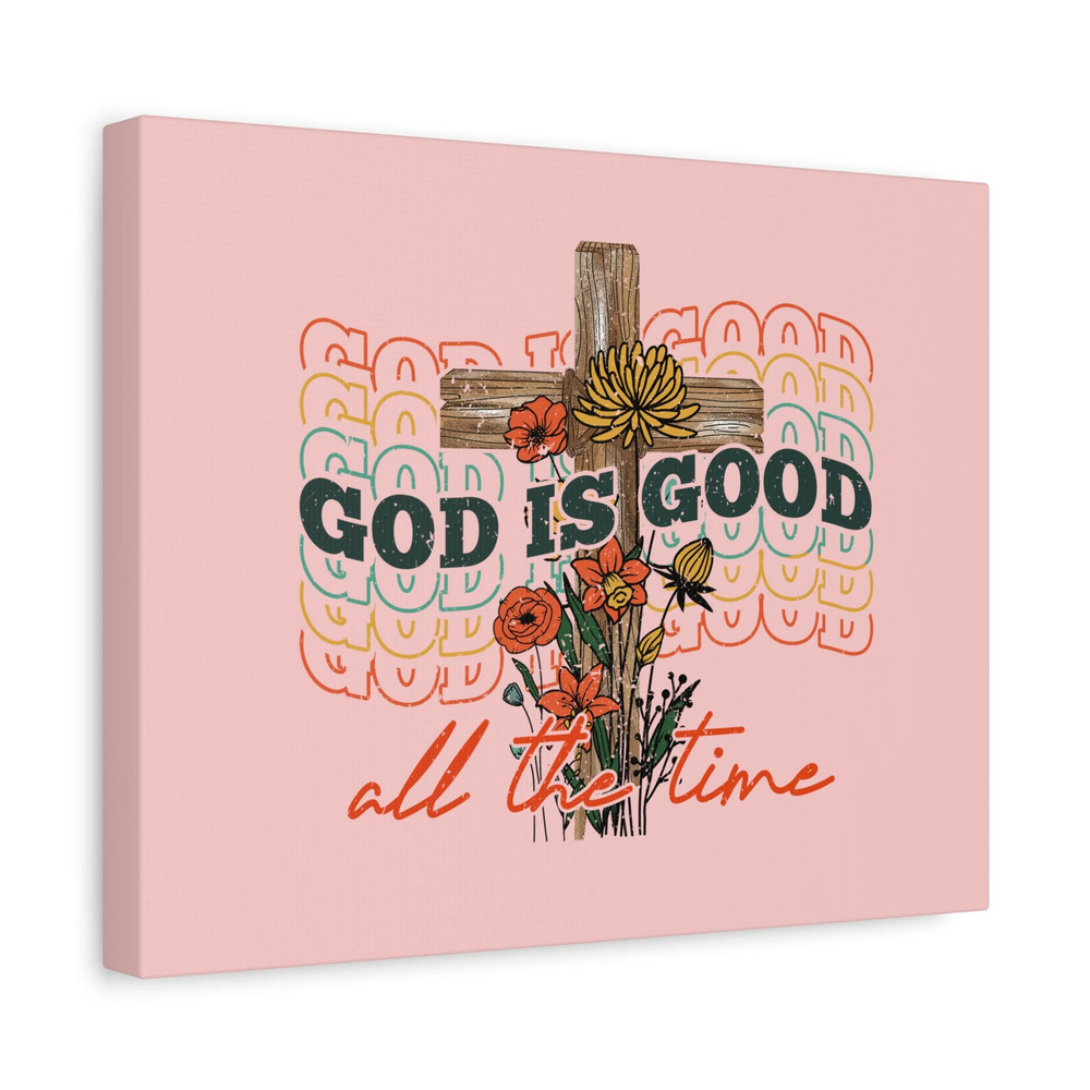 Scripture Canvas God Is Good Psalm 100:5 Light Red Christian Wall Art Bible